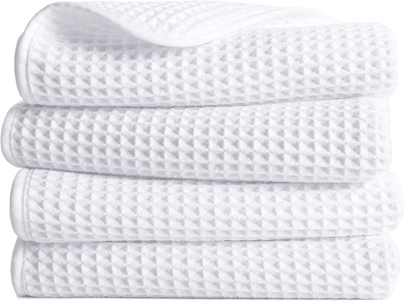 Polyte 430 GSM Microfiber Lint Free Hand Towel, 16 x 30 in, 4 Pack (Waffle Weave) - Image 1